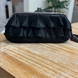 Elegant Black Ruffled Clutch
